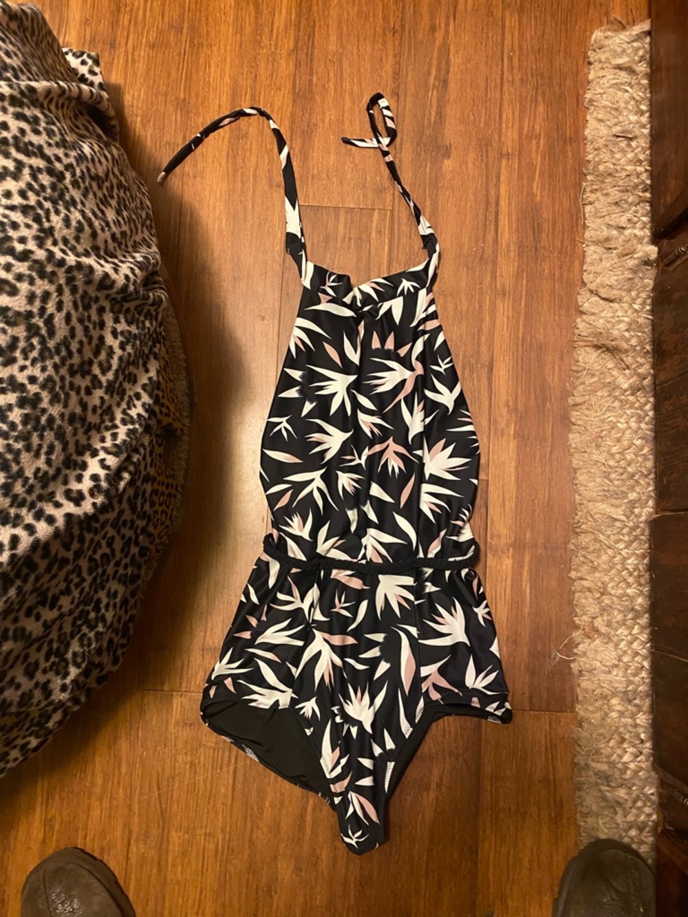 Seea Black Halter Swimwear with White Logo Detail